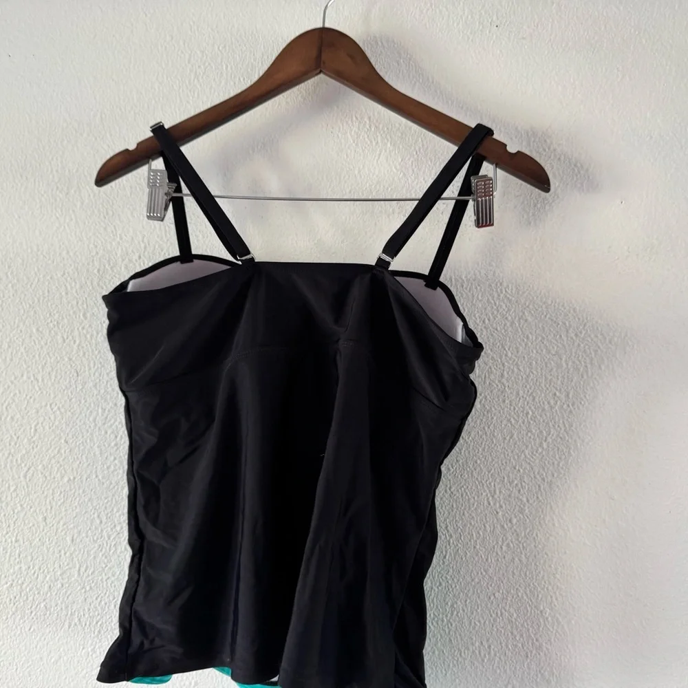 Blue Green Swim Tankini Top 2XL Mermaidcore Ruched Beach Coastal Resortwear - Picture 12 of 14